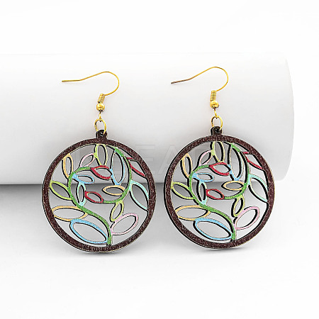 Wood Dangle Earrings for Women WG26A13-08-1
