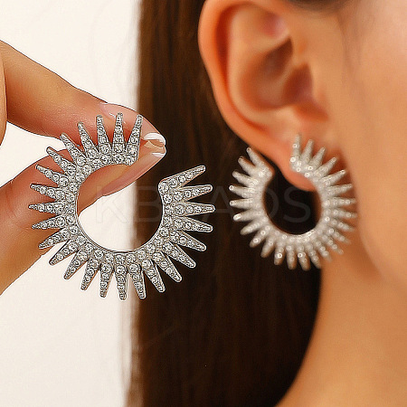 304 Stainless Steel Rhinestone Stud Earrings FS-WG82045-05-1