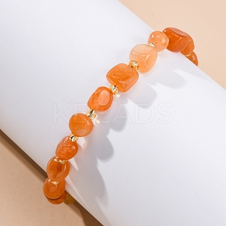 Natural Red Aventurine Beaded Bracelets for Women G-P563-07P-07-1