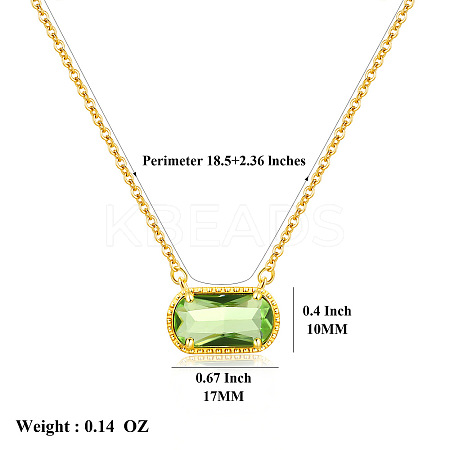 304 Stainless Steel Pave Cubic Zirconia Oval Birth Stone Pendant Necklaces for Women FS-WGC2097-10-1