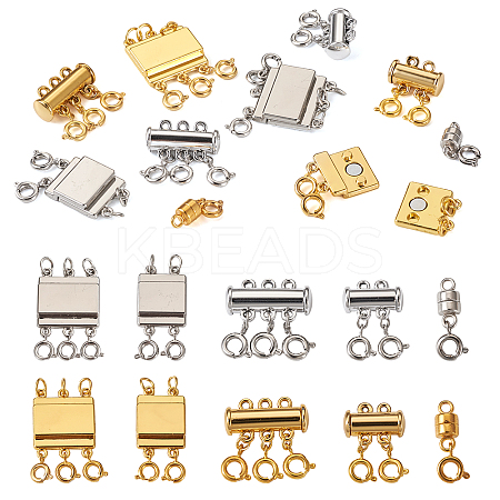10Pcs 10 Styles Alloy Magnetic Clasps Slide Lock Clasps with Spring Ring Clasps FIND-TA0002-03-1
