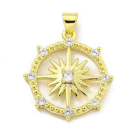 Rack Plating Brass Micro Pave Clear Cubic Zirconia Pendants KK-B091-46G-1