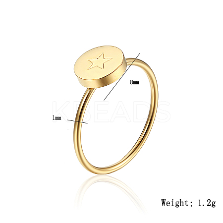 Stylish 304 Stainless Steel Flat Round with Star Ring for Women's Daily Wear GH9687-3-1