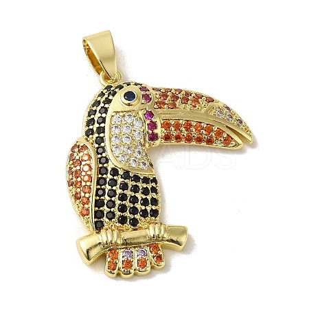 Brass Micro Pave Cubic Zirconia Pendants KK-C058-11G-1