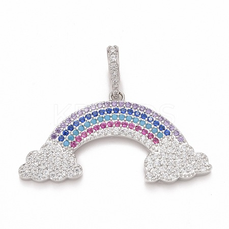 Rack Plating Brass Micro Pave Colorful Cubic Zirconia Pendants KK-M229-07P-1