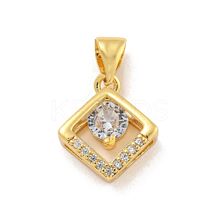 Rack Plating Brass Micro Pave Cubic Zirconia Pendants KK-G513-05G-1