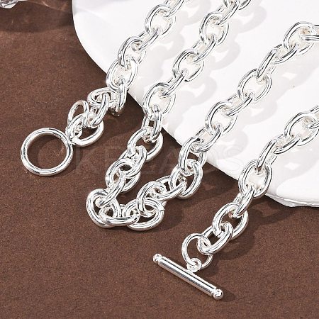 9MM 304 Stainless Steel Cable Chain OT Necklaces for Women NJEW-G194-03S-1