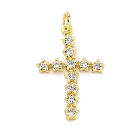 Rack Plating Brass Micro Pave Clear Cubic Zirconia Pendants KK-Q814-09G-1