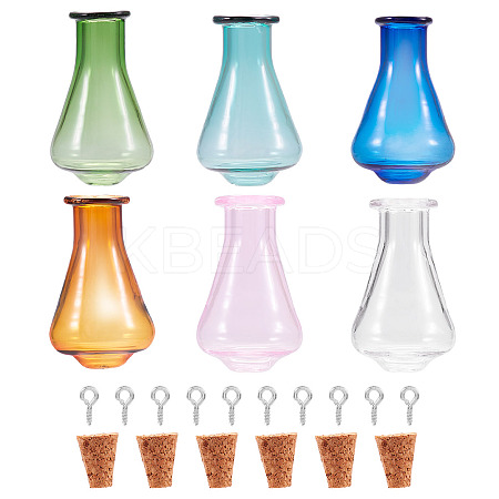 6Pcs 6 Colors Cone Glass Wishing Bottle Decoration AJEW-TA0001-52B-1