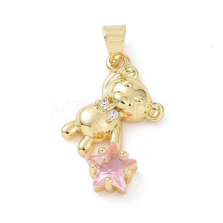 Brass Micro Pave Cubic Zirconia Pendants KK-E074-03G-02-1