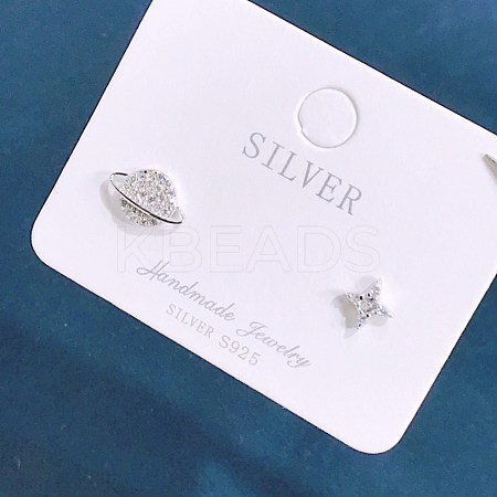925 Sterling Silver Stud Earrings EJEW-BB34502-P-1