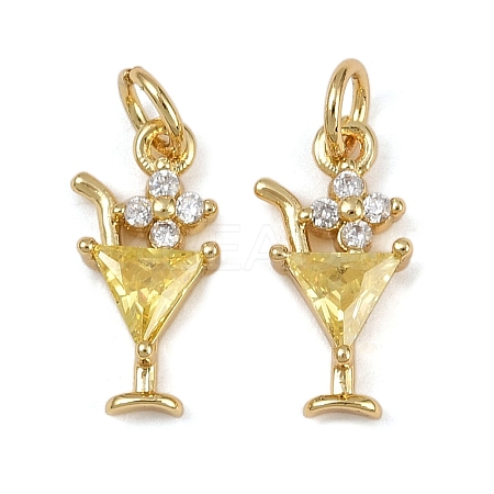 Brass Micro Pave Cubic Zirconia Pendants KK-I358-059G-1