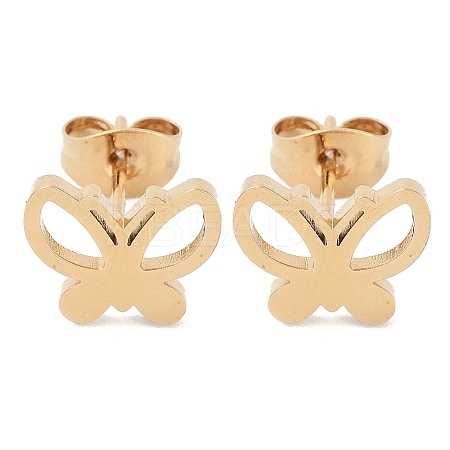 PVD Vacuum Plating 304 Stainless Steel Stud Earrings for Women EJEW-A048-48B-G-1