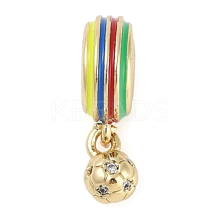 Rack Plating Brass Micro Pave Clear Cubic Zirconia European Dangle Charms KK-P287-22G-1