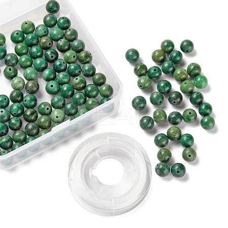 100Pcs 8mm Natural African Jade Bead Round Beads DIY-LS0002-46-1
