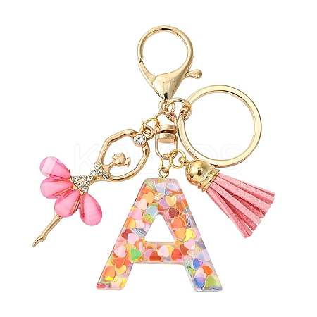 Letter A~Z Transparent Glitter Resin Pendant Keychains KEYC-FZ00024-01-1