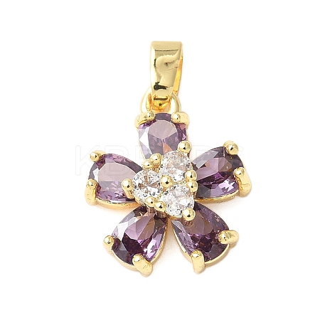 Brass Micro Pave Cubic Zirconia Pendants KK-D357-12B-G-1