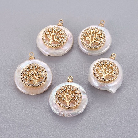 Natural Cultured Freshwater Pearl Pendants PEAR-J004-15G-1