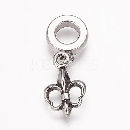 304 Stainless Steel European Dangle Charms OPDL-K001-08AS-1