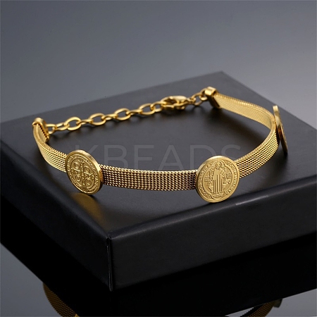304 Stainless Steel Watch Band Chain Bracelets for Women BJEW-G770-01A-G-1