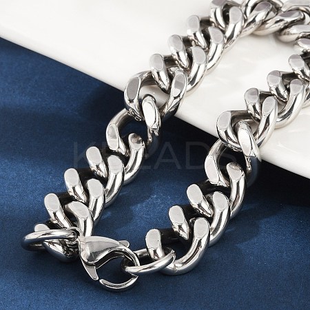 304 Stainless Steel Cuban Link Chain Bracelets for Women Men BJEW-D304-01P-1