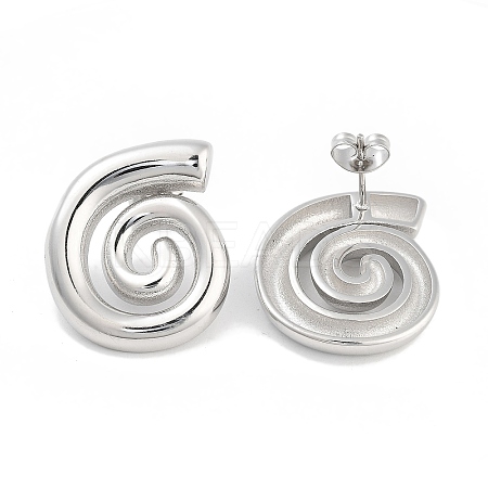 Left and Right Non-Tarnish Vortex 304 Stainless Steel Stud Earrings for Women EJEW-L283-098P-1