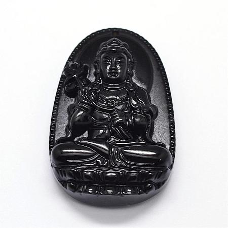 Natural Obsidian Carven Pendants G-A169-026A-1