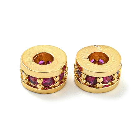 Rack Plating Brass Micro Pave Cubic Zirconia Beads KK-A196-04G-1