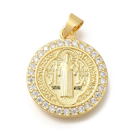 Rack Plating Brass with Cubic Zirconia Pendants KK-Z086-33G-09-1