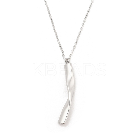 304 Stainless Steel Twist Stick Pendant Cable Chain Necklaces NJEW-H044-08P-1