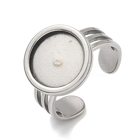 304 Stainless Steel Cuff Ring Findings STAS-B126-11A-P-1