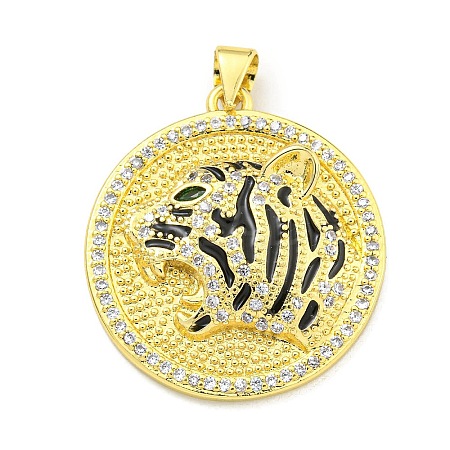 Brass Micro Pave Cubic Zirconia Pendants KK-K354-09A-G-1