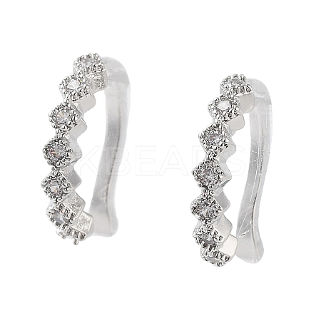 Rack Plating Brass Micro Pave Cubic Zirconia Clip-on Ring EJEW-C081-02P-1