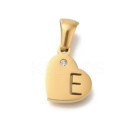 304 Stainless Steel Heart Pendants with Rhinestone LS-STAS-Z103-01G-05-1