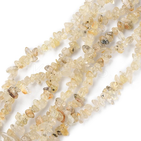 Natural Gold Rutilated Quartz Beads Strands G-G0003-B19-1