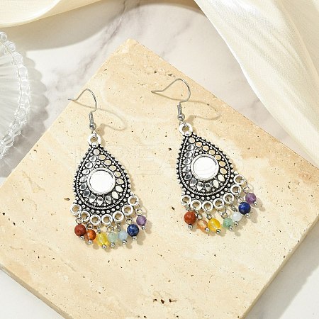 Gemstone Tassel Chandelier Earrings EJEW-JE07176-02-1