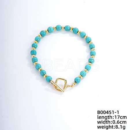 Fashionable Korean Style Brass Synthetic Turquoise Bracelets LH9898-1-1