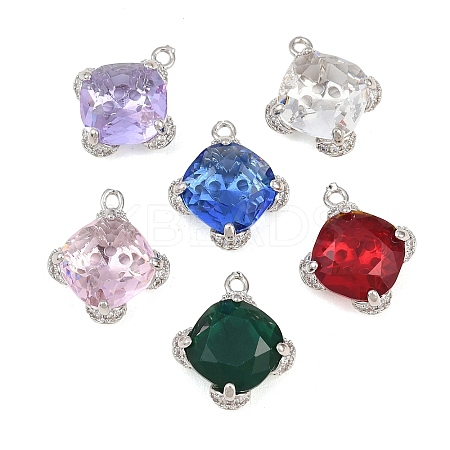 Brass Micro Pave Clear Cubic Zirconia Pendants KK-H257-10P-1