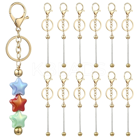 10Pcs Alloy Bar Beadable Keychain for Jewelry Making DIY Crafts KEYC-YW0001-28KCG-1