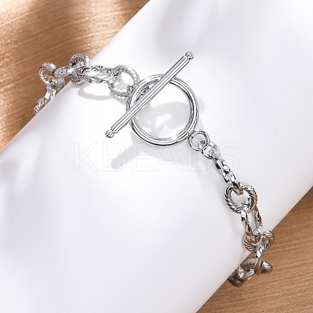 304 Stainless Steel Twisted Ovel Link Chain Bracelets for Women BJEW-A036-09P-1