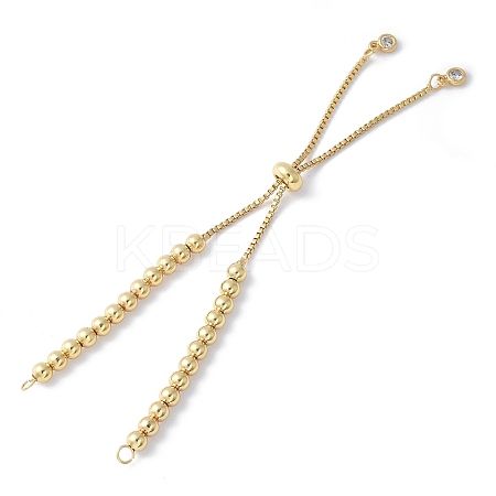 Brass Clear Cubic Zirconia Round Ball Slider Bracelet Making KK-F892-33G-1
