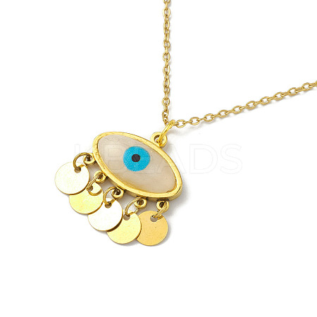 Resin Evil Eye Pendant Necklace NJEW-M199-01G-1