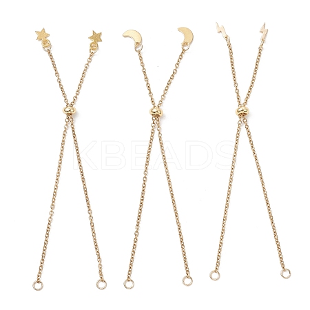3Pcs 3 Styles 2.5MM Brass Cable Chain Slider Bracelet Makings AJEW-JB01520-1