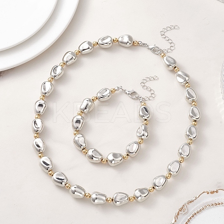 Oval CCB Plastic Beads Necklace & Bracelets Sets SJEW-JS01375-1