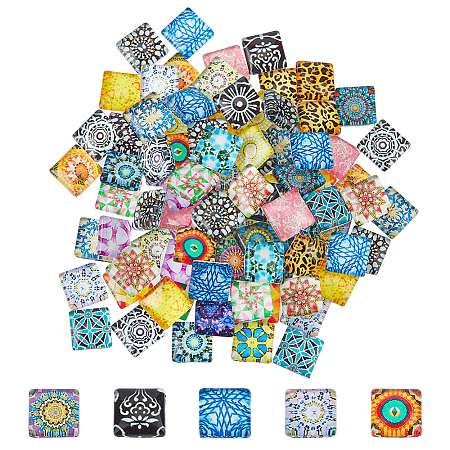 Mosaic Printed Glass Cabochons GGLA-DC0001-03A-1