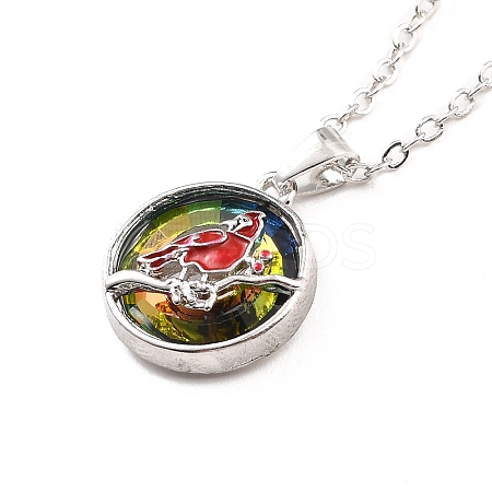 Bird Donut Pendant Necklace for Women LS-NJEW-I113-14P-1