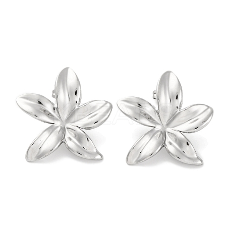 304 Stainless Steel Flower Stud Earrings EJEW-D281-11S-1