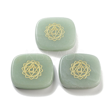 Natural Green Aventurine Rectangle with Chakra Sign Figurines Display Decorations DJEW-K025-02B-1
