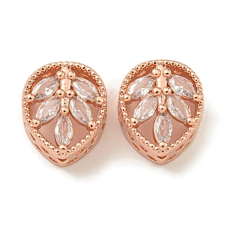 Rack Plating Brass Micro Pave Cubic Zirconia Beads KK-A220-12RG-1