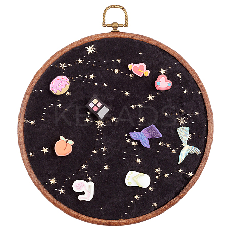 Flat Round Polyester & Acrylic Wall Mounted Brooch Organizer Display Boards AJEW-WH20006-30A-1